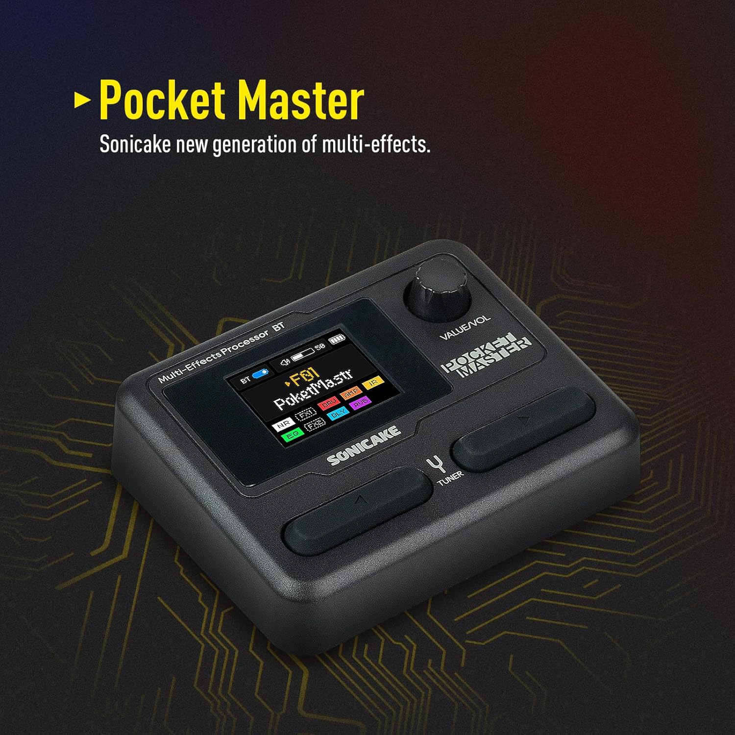 819qtQH+vAL._AC_SL1500_ SONICAKE Pocket Master-Multi Effects Guitar Pedal with 9 Effects Modules 100 Drum Rhythms and Looper 100 Presets 20 Amp/Cab Electric Guitar Effects Processor OTG USB Audio Interface BT (Grey) - Image 7