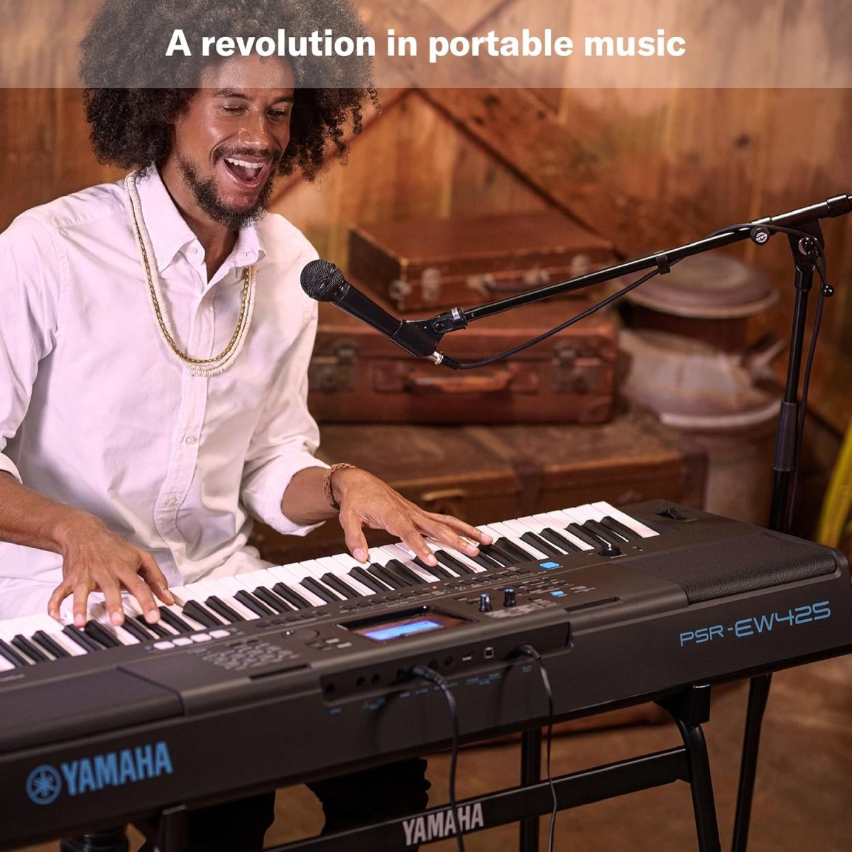 Yamaha, 76-Key Touch-Sensitive Advanced Portable Keyboard, with Pro-Quality Sound, Music Rest, and Power Adapter, (PSREW425) - Image 4