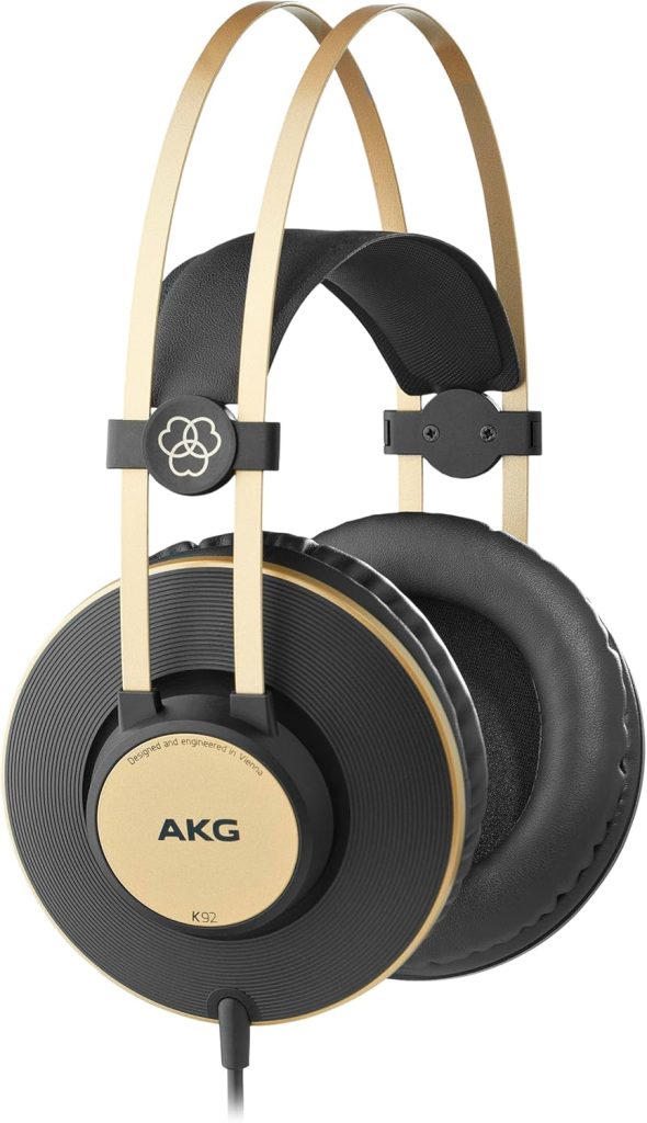 AKG Pro Audio K92 Over-Ear, Closed-Back, Critical Listening and Studio Headphones, Matte Black and Gold