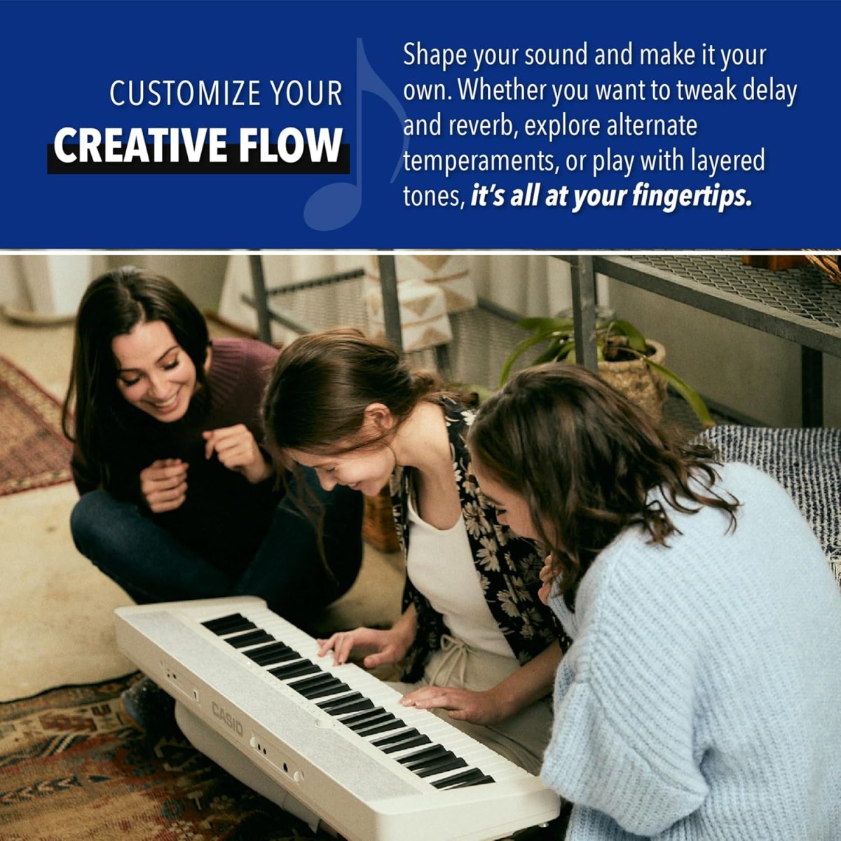 Casio Casiotone CT-S1 – 61-Key Touch-Sensitive Retro Keyboard | Sleek, Portable Design for Beginners to Pros | Stereo Grand Piano + 60 AiX Tones | USB-MIDI Connectivity | Black - Image 3