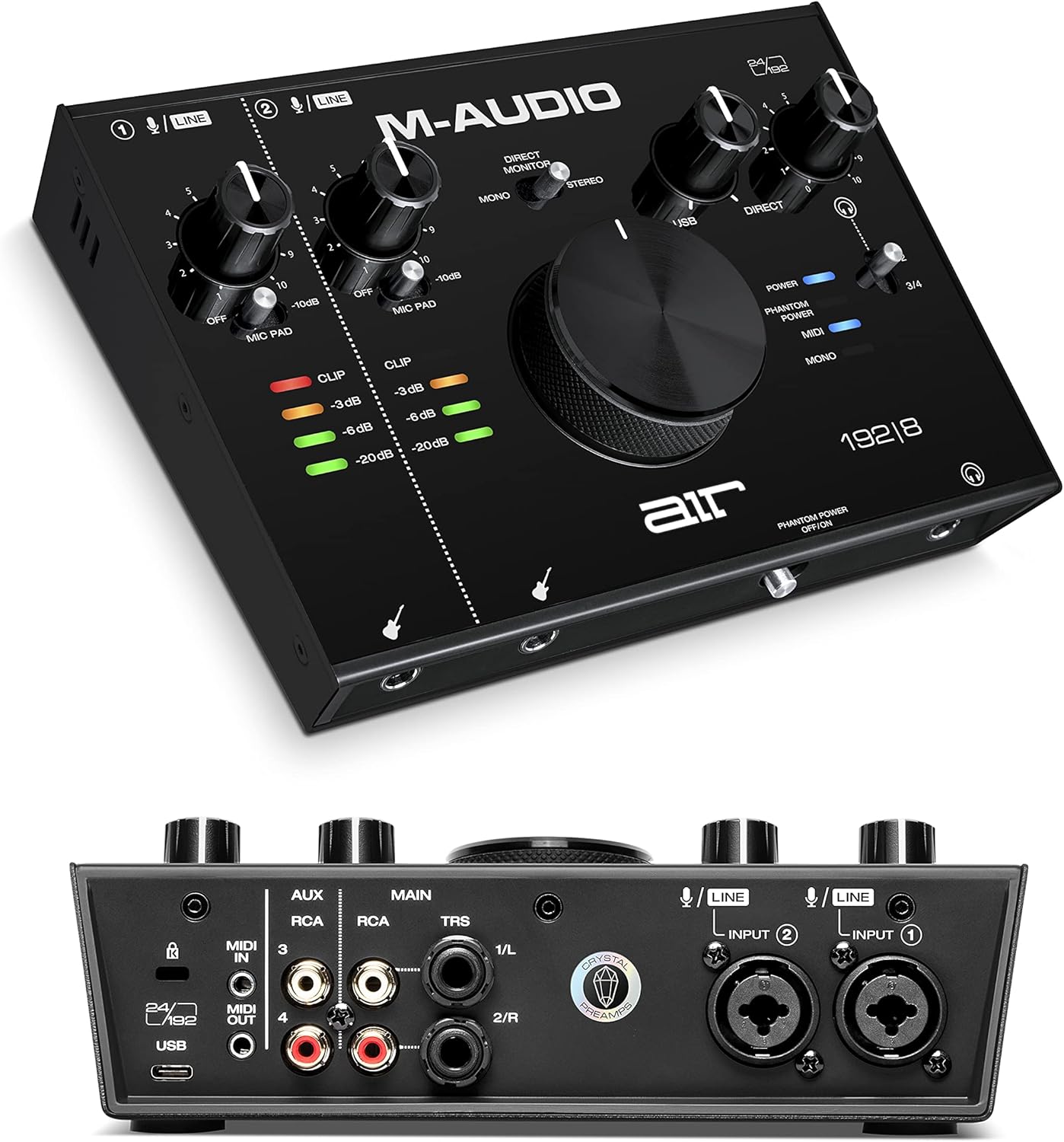 M-Audio AIR 192x8 USB C MIDI Audio Interface for Recording Music, Vocal, Guitar with Studio Quality, 2 XLR in, RCA outs and Music Production Software M-Audio AIR 192x8 USB C MIDI Audio Interface for Recording Music, Vocal, Guitar with Studio Quality, 2 XLR in, RCA outs and Music Production Software