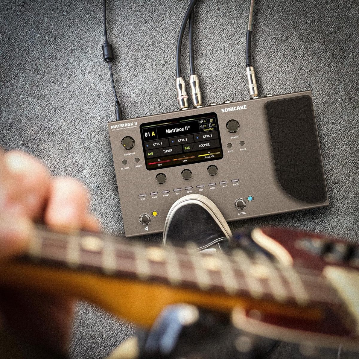 SONICAKE Matribox II - Multi Effects Processor with Expression Pedal, 200+ Built-in Guitar/Bass/Acoustic Effects, Amp Modeling, IR Cabinets Simulation, FX Loop, MIDI Stereo OTG USB Audio Interface - Image 2