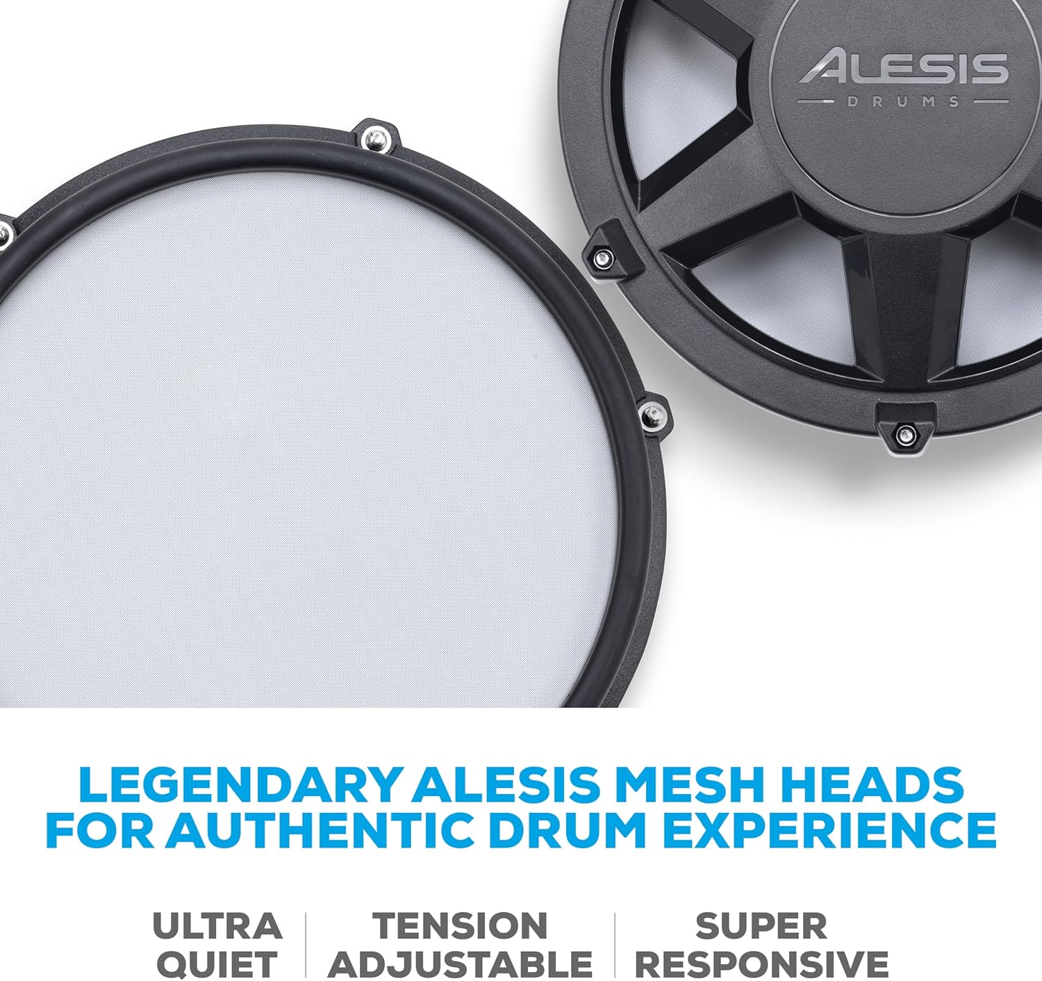 91brYJ2C7QL._AC_SL1500_ Alesis Nitro Max Kit Electric Drum Set with Quiet Mesh Pads, 10" Dual Zone Snare, Bluetooth, 440+ Authentic Sounds, Drumeo, USB MIDI, Kick Pedal - Image 11