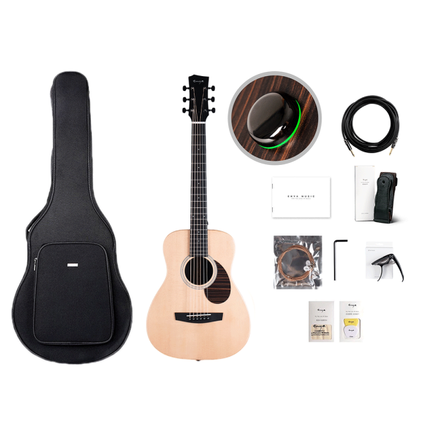 Enya EB-X1 Pro Max SP-1 Trans-Acoustic 34 Inch (Solid Sitka Spruce Top) Travel Acoustic Guitar