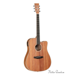 Tanglewood Union Series TWU D CE Solid Top Mahogany Dreadnought Semi Acoustic Guitar, Natural Satin
