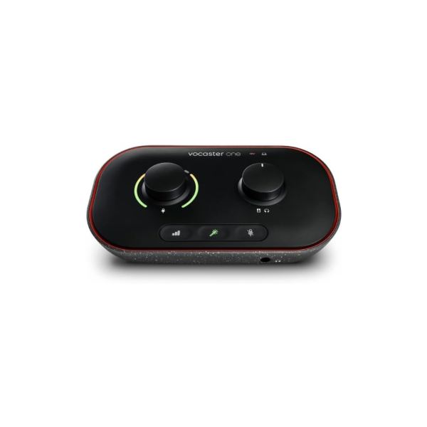 Focusrite Vocaster One — Podcasting Interface for Recording as a Solo Creator. Use Auto Gain, Enhance, and Mute for Easy Podcasting. Small, Lightweight, and Powered by Computer