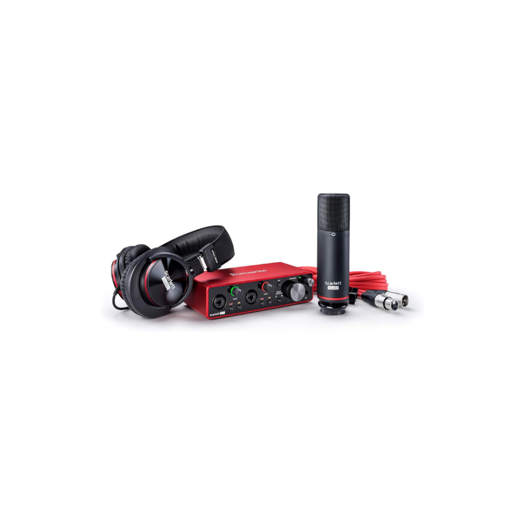 Focusrite Scarlett 2i2 Studio 3rd Gen USB Audio Interface Bundle for the Songwriter with Condenser Microphone and Headphones for Recording, Streaming and Podcasting