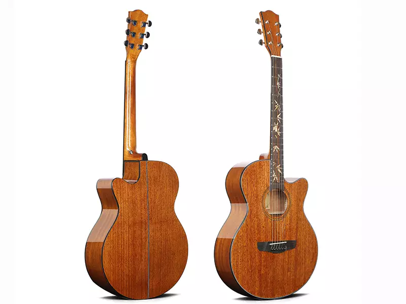 40inch Deviser Full Mahogany High Glossy Acoustic Guitar with Fingerboard Inlay