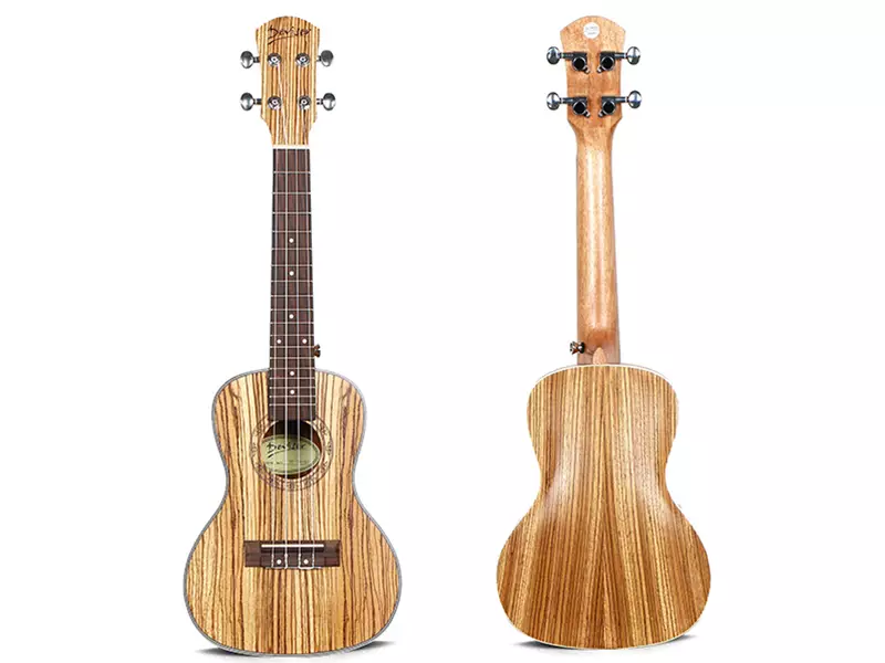 UK24-65-主图2 Deviser UK24-65 – 24" Full Zebrawood Concert Ukulele (Matte Finish, Natural Color) - Image 4