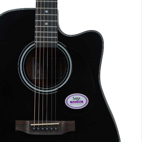 download (90) Saga SF-600C-BK Dreadnought Cutaway Acoustic Guitar - Image 3