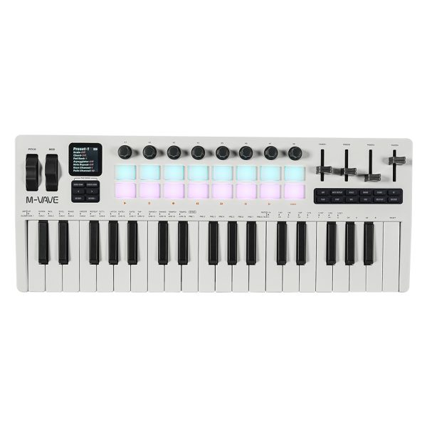 M-VAVE SMK-37 PRO 37-Key Portable MIDI Keyboard Controller | Built-In FM Synth & Velocity Sensitive Keys