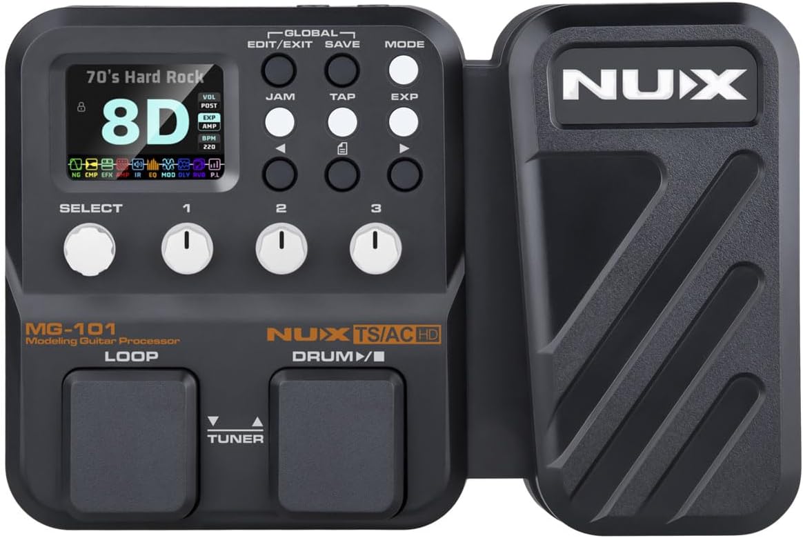 NUX MG-101 Multi Effects Pedal with 46 Effects, 25 Classic Amp Models, 512 Samples IR Resolution, 12 user-loadable IR slots, JAM–Phrase Looper, Drum Machine, Metronome Function, NUX MG-101 Multi Effects Pedal with 46 Effects, 25 Classic Amp Models, 512 Samples IR Resolution, 12 user-loadable IR slots, JAM–Phrase Looper, Drum Machine, Metronome Function,