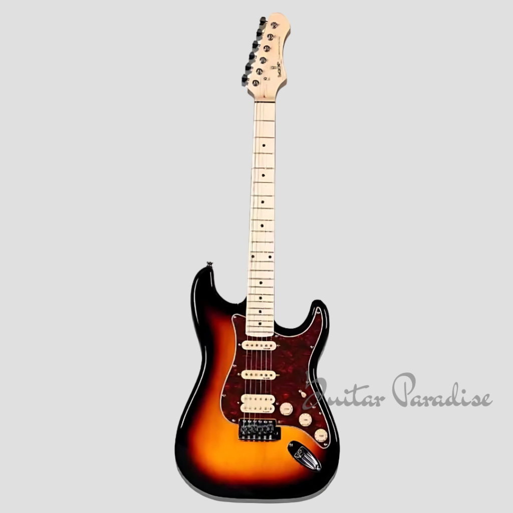 SQOE SEST250 Stratocaster HSS Electric Guitar (Sunburst)
