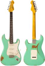 Vintage V6 ICON Electric Guitar – Distressed Ventura Green - Image 3