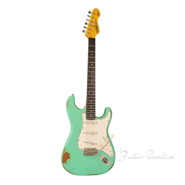 VINTAGE V6 ICON Electric Guitar ~ Distressed Ventura Green
