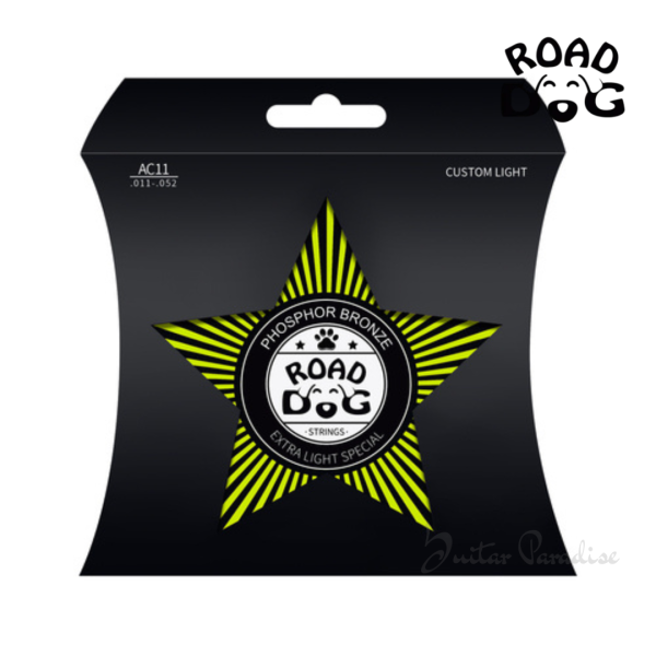 Road Dog Custom Light Coated Acoustic Guitar Strings (Model: AC-11)