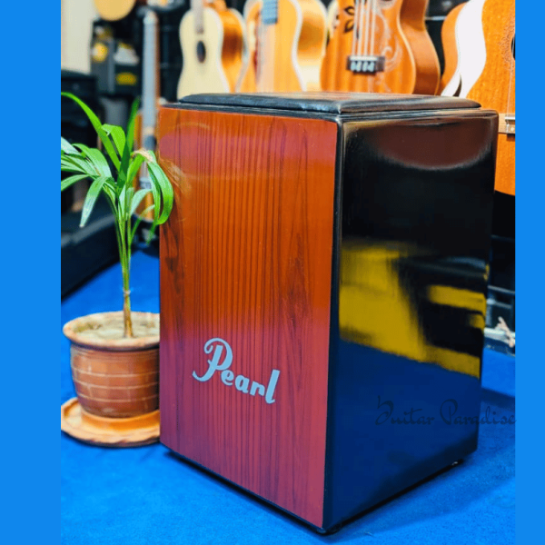 Custom-Made OEM Pearl Wooden Acoustic Cajon with Padded Seat Cushion – Natural Wood Frontplate & Gloss Black Body