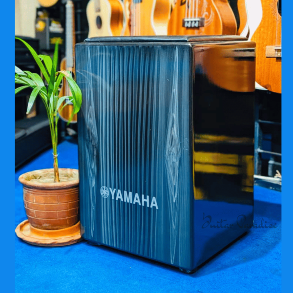 Custom-Made OEM Yamaha Wooden Acoustic Cajon with Padded Seat Cushion – Textured Grey Grain Frontplate & Gloss Black Body