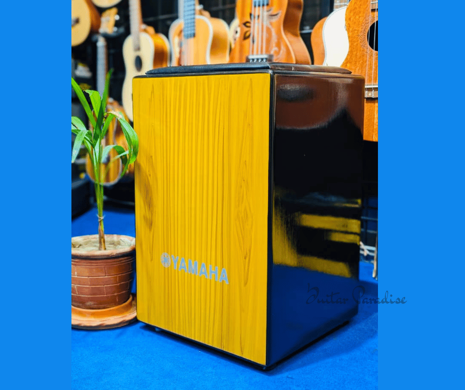 Custom-Made OEM Yamaha Wooden Acoustic Cajon with Padded Seat Cushion – Natural Yellow Grain Frontplate & Gloss Black Body Custom-Made OEM Yamaha Wooden Acoustic Cajon with Padded Seat Cushion – Natural Yellow Grain Frontplate & Gloss Black Body