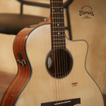Trumon 150TF Premium Acoustic-Electric Guitar – Solid Sitka Spruce Top / African Mahogany with Cat Paw $M1^C$ Pickup (Natural)